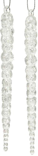 Decoris Christbaumanhänger Eiszapfen Acryl Glitter Weihnachtsdeko 14 cm 2 Stück