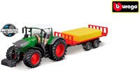 Bburago Traktor Spielzeug Fendt 1050 mit Ballenanhänger Reibung 10cm