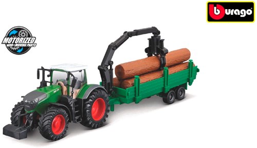 Bburago Traktor Spielzeug Fendt 1050 Vario Forstanhänger Reibung 10cm