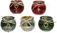 Decoris Glas Teelichthalter klassisch rot Weihnachtsdeko Luxus