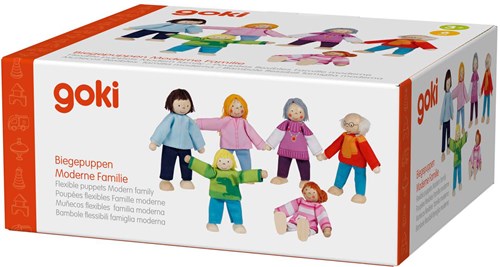 Goki Puppenhaus Holzpuppen flexibel moderne Familie 6 Stück Spielzeug-2