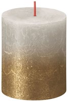 Bolsius Stumpenkerze rustikal grau-gold 80x68 mm Metallic Stimmungslicht
