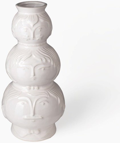 Gusta Vase Dekoration weiß mit 3 Gesichtern Keramik 13,8 x 29,8 cm-2