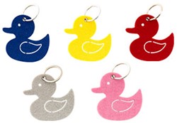 Global Affairs Accessoire: Sleutelhanger eend  (6 St) assgeel 2x - rood - roze - blauw - grijs