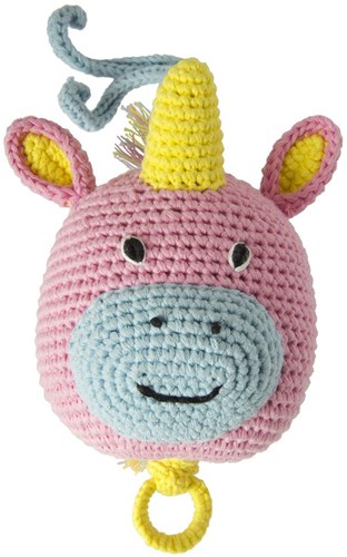 Schmuckschatulle - Spieluhr: Musik gehäkeltes Einhorn rosa. 3+