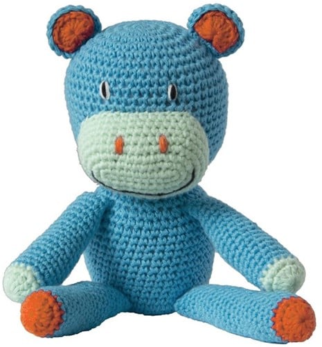 Kuscheltier gehäkeltes Nilpferd blau. 3+