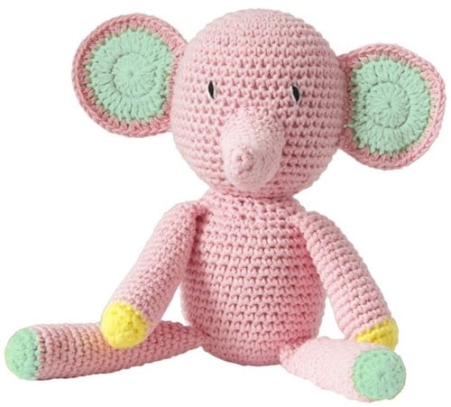 Kuscheltier gehäkelter Elefant rosa. 3+