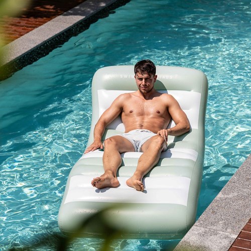 Swim Essentials Luxus Lounge Luftmatratze - Grün Weiß - Pool 180 cm-3