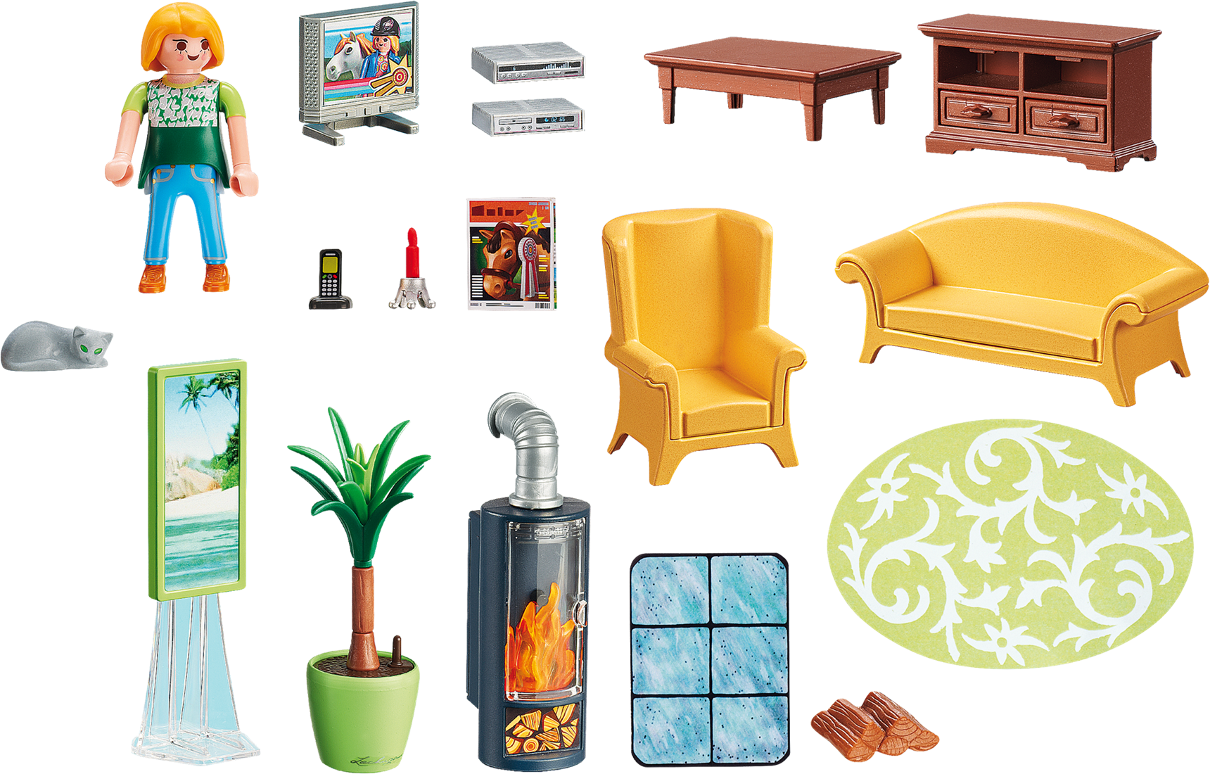 Playmobil Dollhouse - Woonkamer met houtkachel 5308 Planet Happy DE Playmobil Dollhouse - Woonkamer met houtkachel 5308 Planet Happy DE