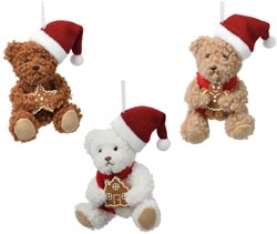 Decoris Weihnachtsanhänger Bär Polyester Weihnachtsdeko 7x6x12cm kinderfreundlich