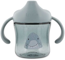 Trixie Trinklerntasse mit Griffen - Mr. Shark - Auslaufsicher & Tritan