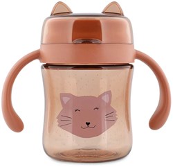 Trixie Trinkbecher 360 Grad mit Griffen Mrs. Cat rosa Tritan