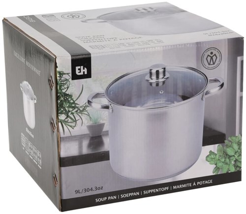 Excellent Houseware Kochtopf Edelstahl mit Deckel 9 Liter Silber Topf-3