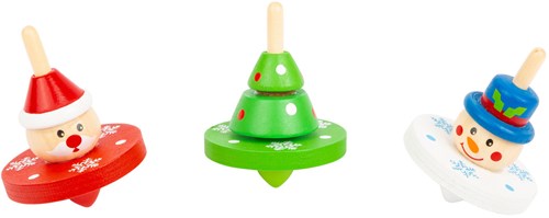 Small Foot Holz Kreisel Weihnachten Spielzeug - Weihnachtskreisel für Kinder