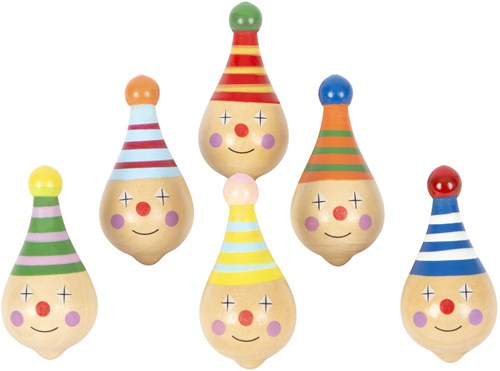 Small Foot Holz Kreisel Clown - buntes Motorikspielzeug, 6 Stück-3