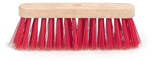 Linea straatbezem hout ongelakt pvc rood