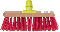 Linea Straßenbesen - robuster Außenbesen mit lackiertem Holzstiel rot
