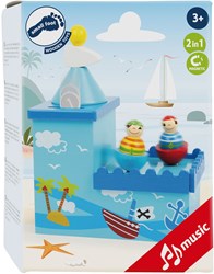 Holz Musikdose und Spardose Pirat für Kinder - Piratendesign