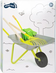 Small Foot Metall-Schubkarre mit Gartengeräten für Kinder - 5-teiliges Outdoor-Spielzeug