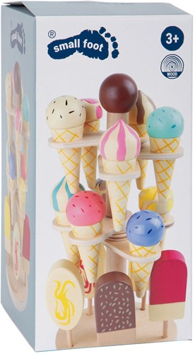 Small Foot Holz-Eis-Spielzeug - beweglicher Eisständer, 16-teilig