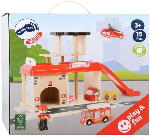 Small Foot Holz-Feuerwache Spielzeug mit Zubehör 15-teilig