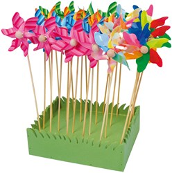 Small Foot Windmühlen Spielzeug mit Holzstab 28cm - Set mit 24 Stück