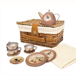 Egmont Toys Teeservice Zinn Bremer Musikanten im Weidenkorb 27x21x12 cm