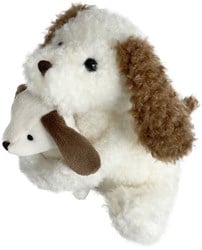 Knuffel: Hond Nafi met baby. 12x12x15 cm. 0+