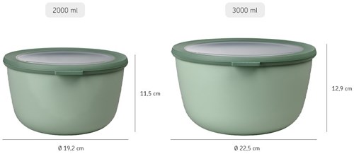 Mepal Multischüssel Cirqula Frischhaltedose 3000ml rund nordic sage-3