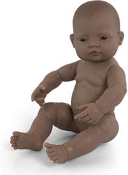 Miniland Babypuppe Braun Mädchen mit Vanilleduft - 40 cm Puppe