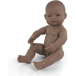 Miniland Babypuppe Junge Braun Vanilleduft - 40 cm Spielzeugpuppe