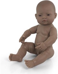 Miniland Babypuppe Junge Braun Vanilleduft - 40 cm Spielzeugpuppe