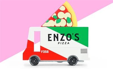 Candylab Spielzeugauto Pizza Bus - Candycar Vans - Retro Holzbus-2