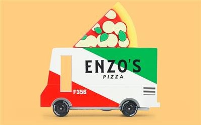 Candylab Spielzeugauto Pizza Bus - Candycar Vans - Retro Holzbus-3