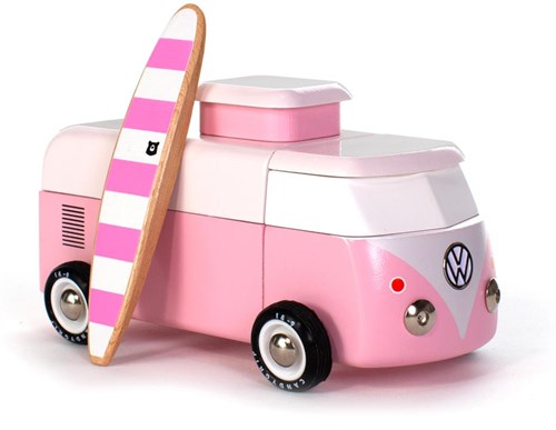 Candylab Holzspielzeugauto VW Beach Bus - rosa - klassisches Design-2