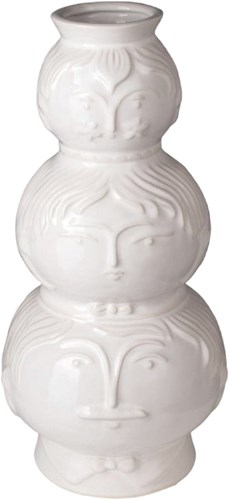 Gusta Vase Dekoration weiß mit 3 Gesichtern Keramik 13,8 x 29,8 cm
