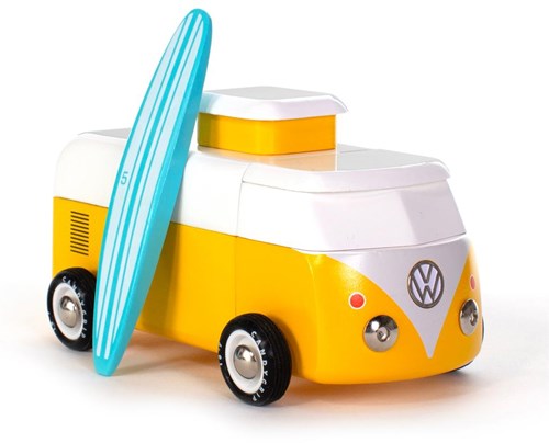Candylab Holzspielzeugauto - VW Beach Bus - gelb weiß - magnetisch-2