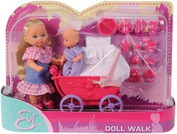 Evi Love Puppe Kinderwagen rosa - niedliches Babypuppen Spielzeug