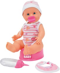Babypuppe trinken und nass machen süßes Baby mit Zubehör Kunststoff