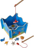 Eichhorn Angelspiel Holzspielzeug Magnetisch Fische fangen Zählen lernen-2