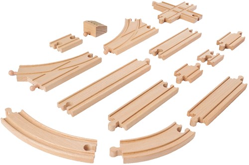 Eichhorn Holz Eisenbahn Schienenset - Erweiterungsset 44-teilig FSC Holz