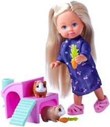 Mini Spielpuppe mit Meerschweinchen und Tierhaus - Evi Love