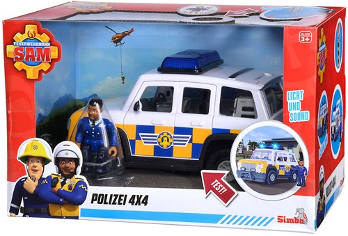 Simba Feuerwehrmann Sam Polizei Spielzeugauto mit Malcolm Figur