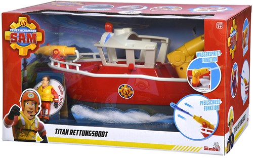 Simba Feuerwehrmann Sam Titan Feuerwehrboot mit Wasserkanonen 32 cm-2