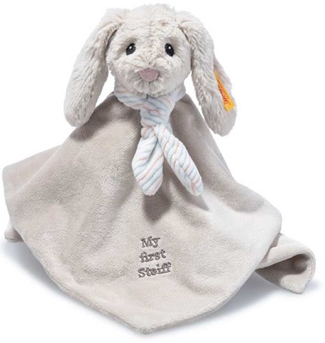 Steiff pluche Hoppie rabbit comforter, light grey - 26 cm