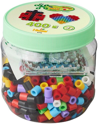 Hama 8792 Dose mit 400 Maxi-Perlen und Stecktafeln