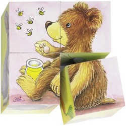 Goki Holz-Würfelpuzzle Babytieren - Lernspielzeug Tierpuzzle
