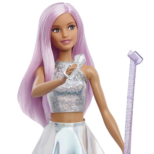 BEX Barbie Popstar - Modepuppe mit Mikrofon und rosa Haar - Puppenspielzeug-2