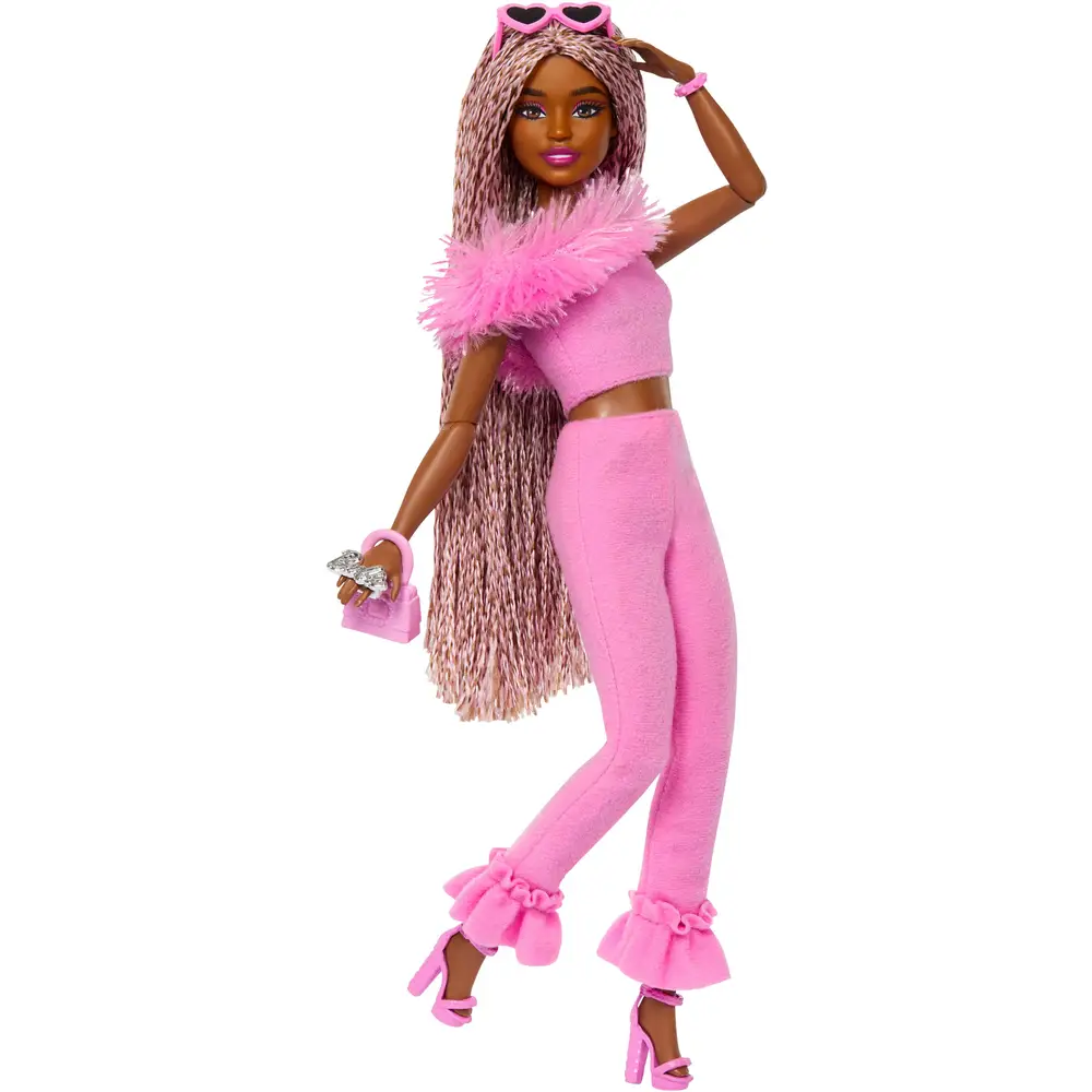 Barbie Puppe Fashionista Deluxe mit Zöpfen - Spielpuppe mit Zubehör