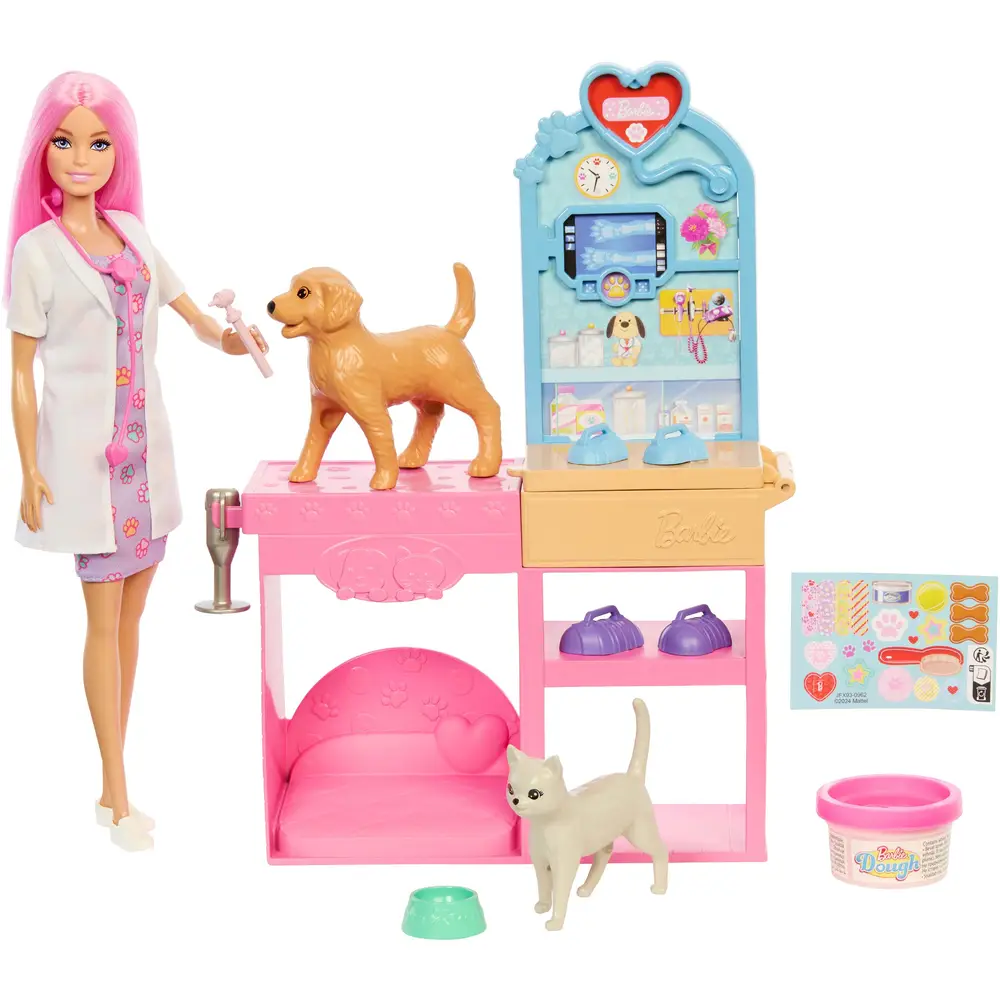 Mattel Barbie Tierklinik Spielset mit Puppe und Zubehör - Tierärztin